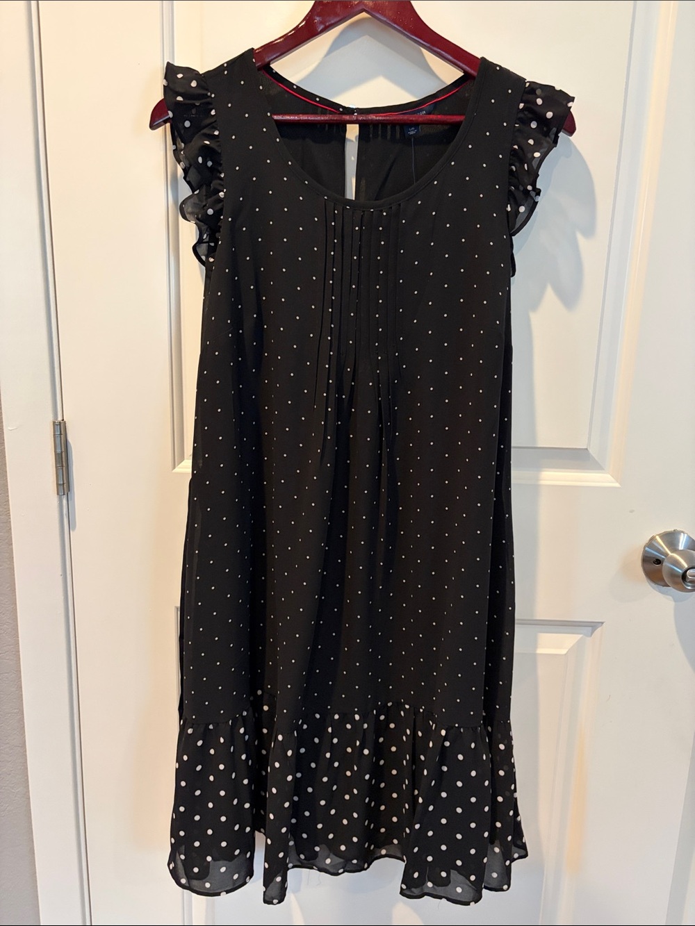 Tommy Hilfiger Black Polka Dot Ruffle-Sleeve Shift Dress